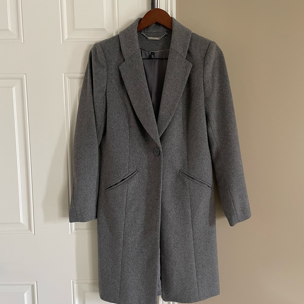 White House Black Market Gray Wool-Blend Blazer